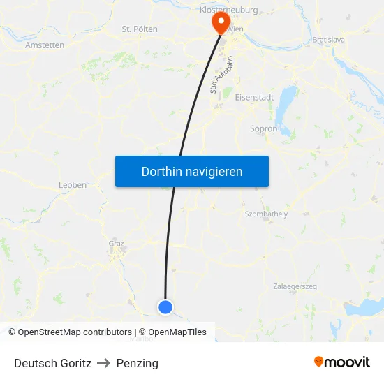Deutsch Goritz to Penzing map