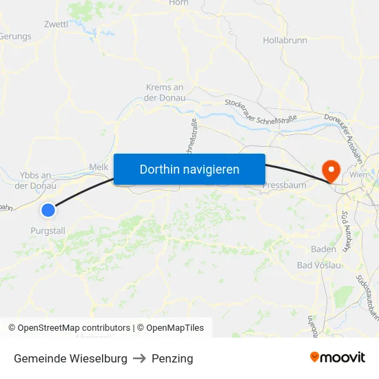 Gemeinde Wieselburg to Penzing map