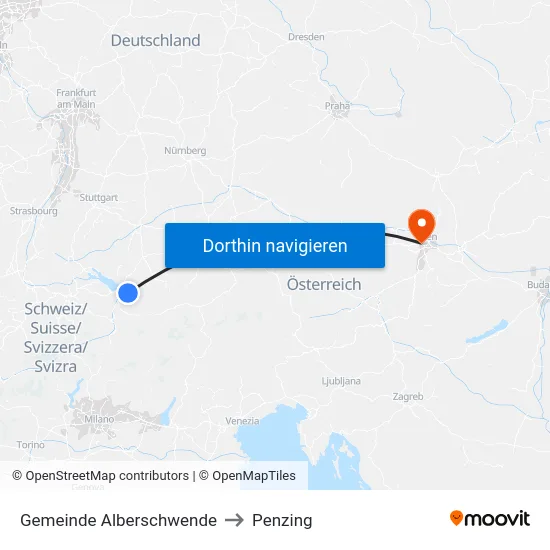 Gemeinde Alberschwende to Penzing map