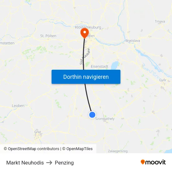 Markt Neuhodis to Penzing map