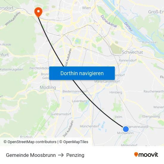 Gemeinde Moosbrunn to Penzing map