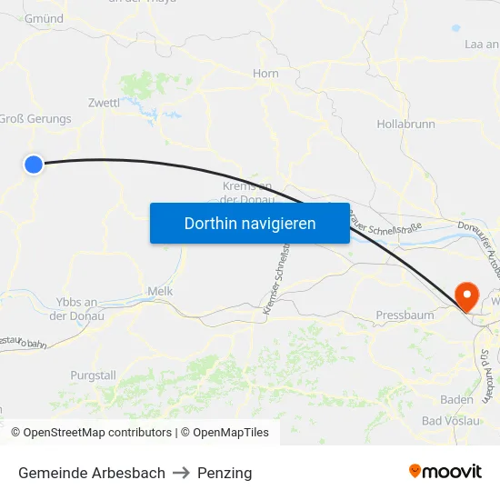 Gemeinde Arbesbach to Penzing map