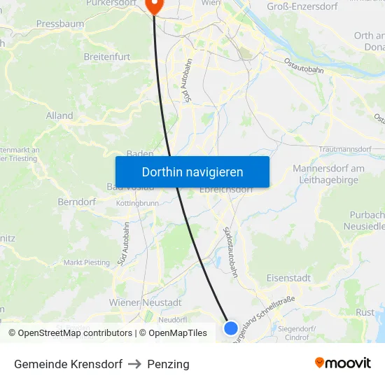Gemeinde Krensdorf to Penzing map