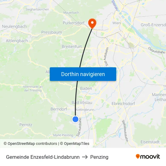 Gemeinde Enzesfeld-Lindabrunn to Penzing map