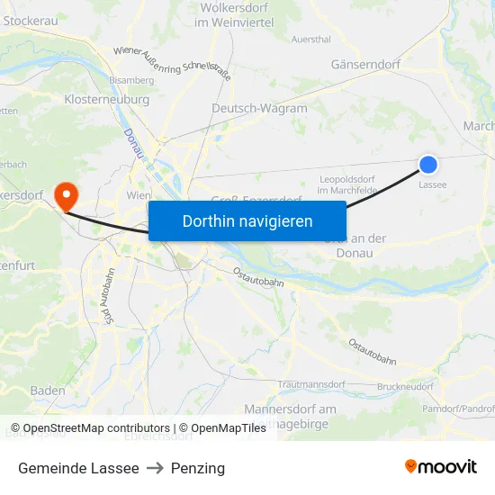 Gemeinde Lassee to Penzing map
