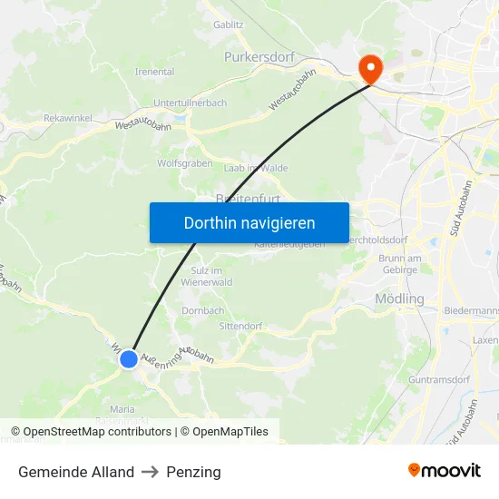 Gemeinde Alland to Penzing map