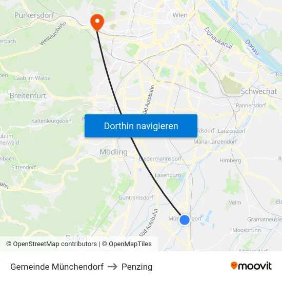 Gemeinde Münchendorf to Penzing map