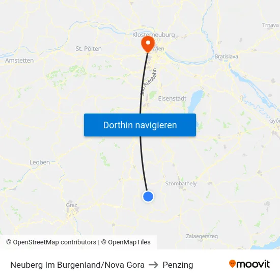 Neuberg Im Burgenland/Nova Gora to Penzing map