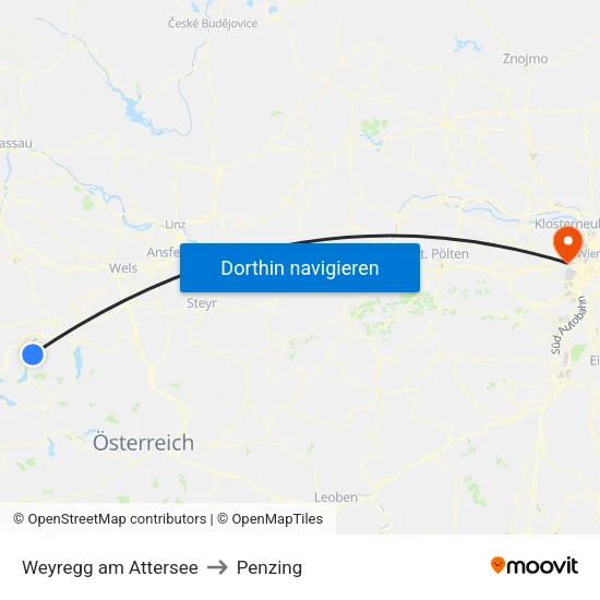 Weyregg am Attersee to Penzing map