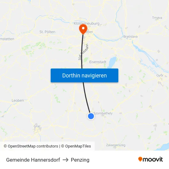 Gemeinde Hannersdorf to Penzing map