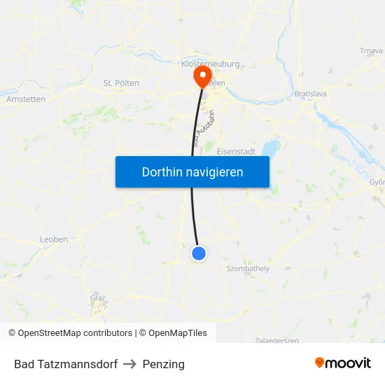 Bad Tatzmannsdorf to Penzing map