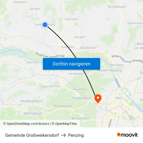 Gemeinde Großweikersdorf to Penzing map