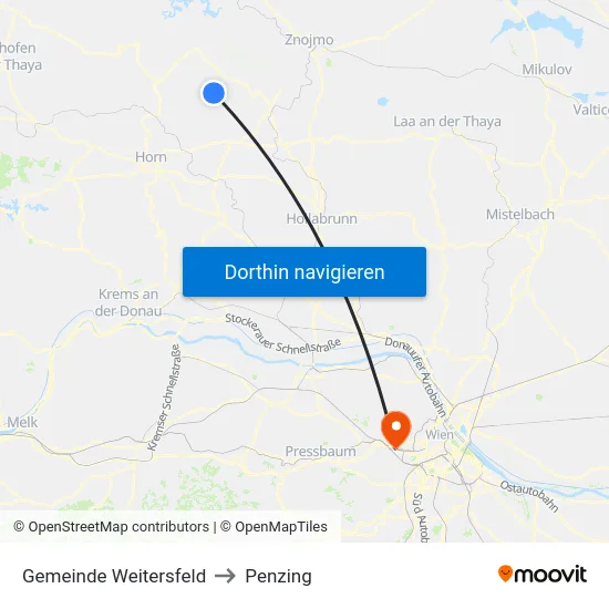 Gemeinde Weitersfeld to Penzing map