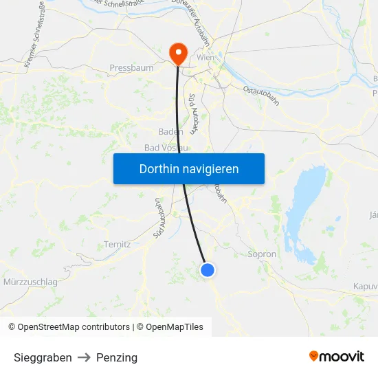Sieggraben to Penzing map