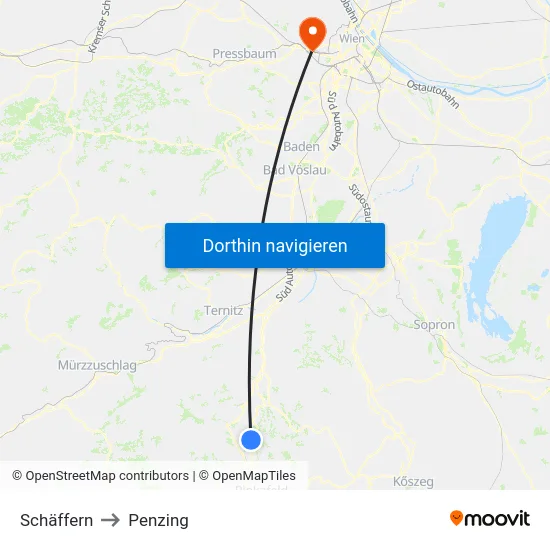 Schäffern to Penzing map