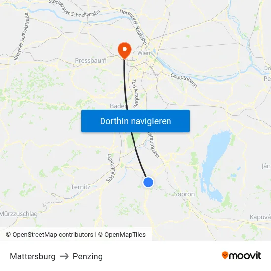 Mattersburg to Penzing map