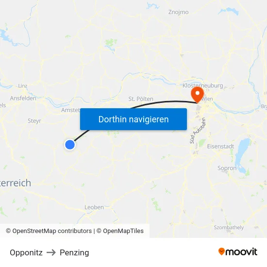 Opponitz to Penzing map