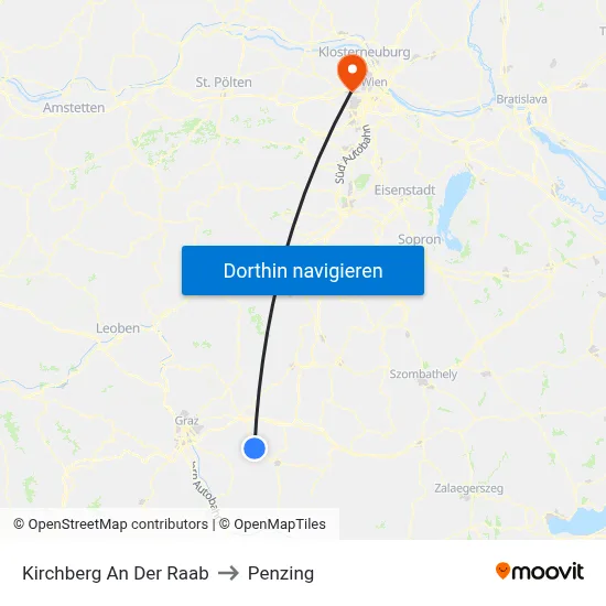 Kirchberg An Der Raab to Penzing map