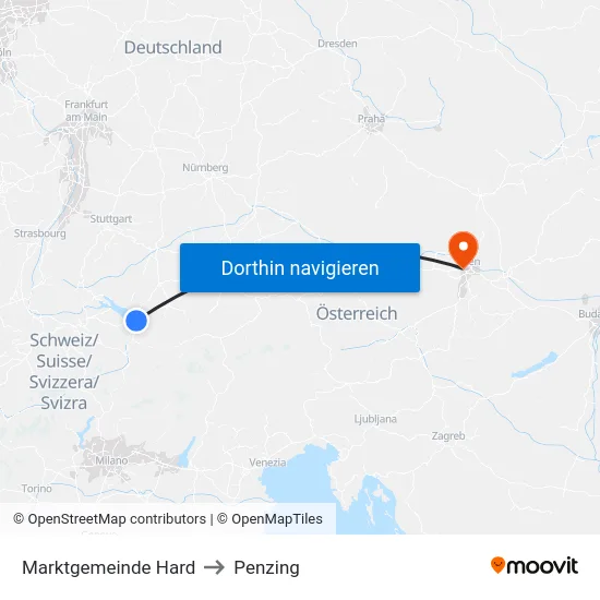 Marktgemeinde Hard to Penzing map