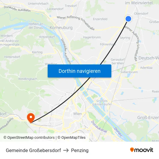 Gemeinde Großebersdorf to Penzing map