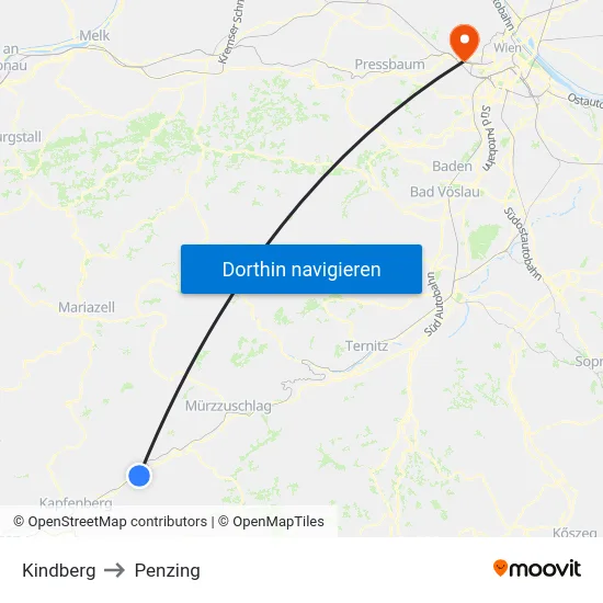 Kindberg to Penzing map