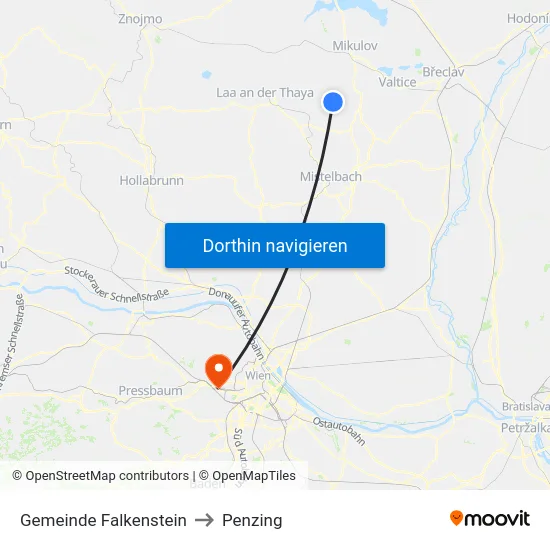Gemeinde Falkenstein to Penzing map