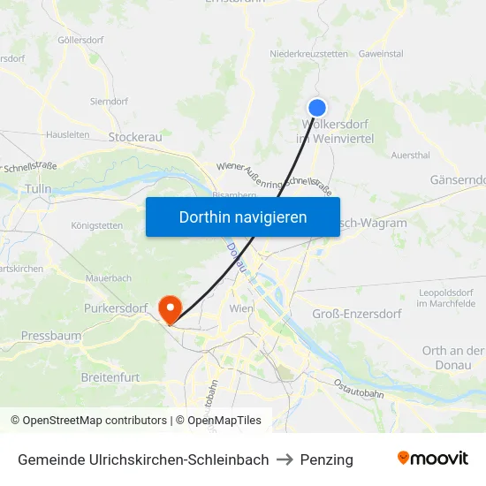 Gemeinde Ulrichskirchen-Schleinbach to Penzing map