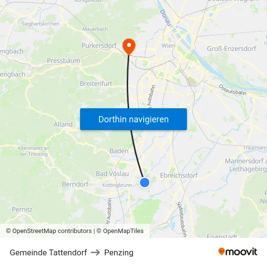 Gemeinde Tattendorf to Penzing map