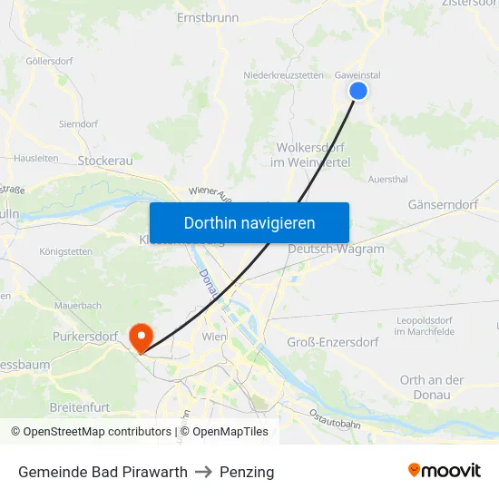 Gemeinde Bad Pirawarth to Penzing map