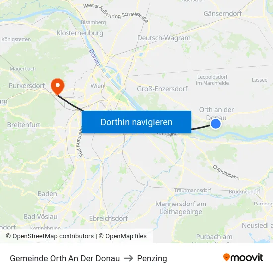 Gemeinde Orth An Der Donau to Penzing map