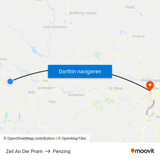 Zell An Der Pram to Penzing map