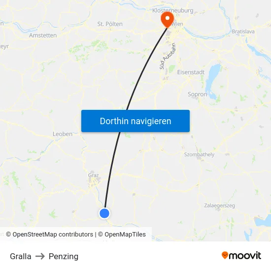 Gralla to Penzing map