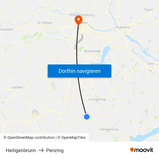 Heiligenbrunn to Penzing map
