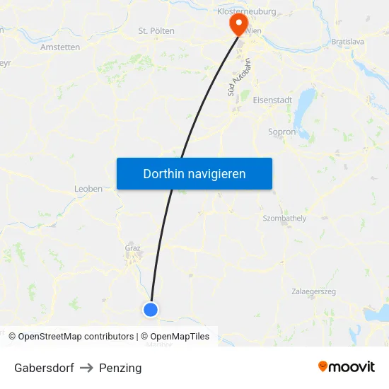 Gabersdorf to Penzing map