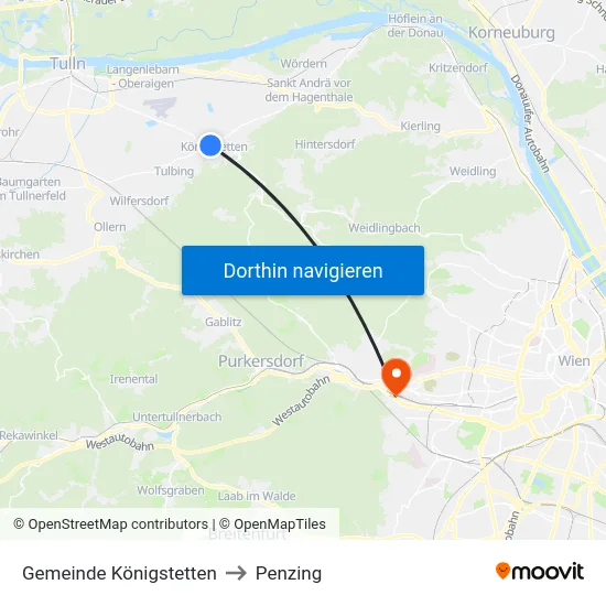 Gemeinde Königstetten to Penzing map