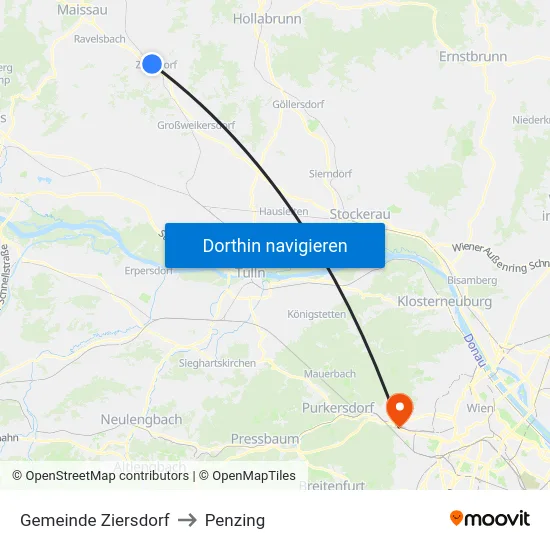 Gemeinde Ziersdorf to Penzing map