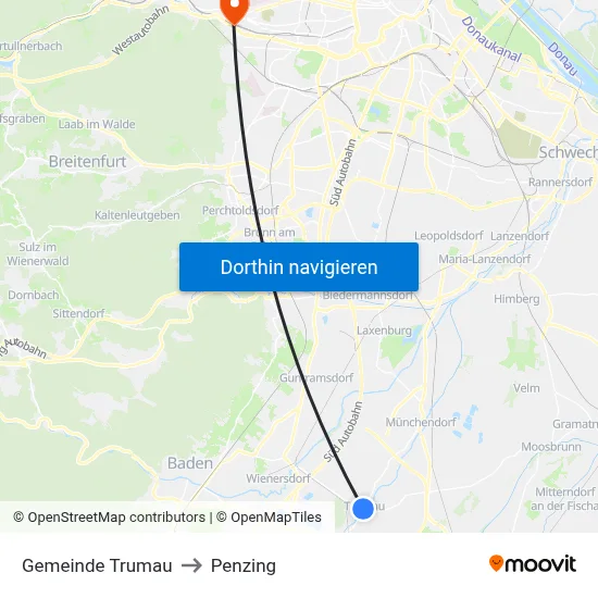 Gemeinde Trumau to Penzing map