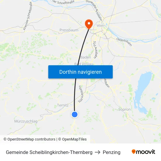 Gemeinde Scheiblingkirchen-Thernberg to Penzing map