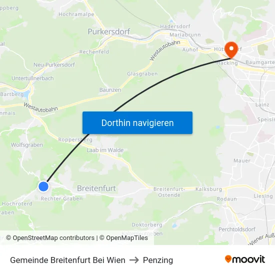 Gemeinde Breitenfurt Bei Wien to Penzing map