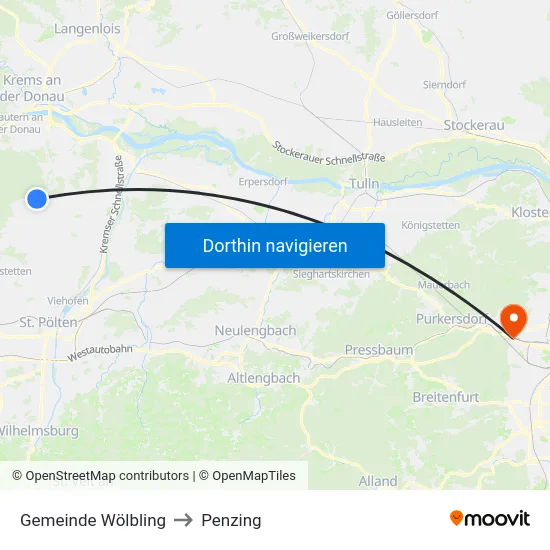 Gemeinde Wölbling to Penzing map