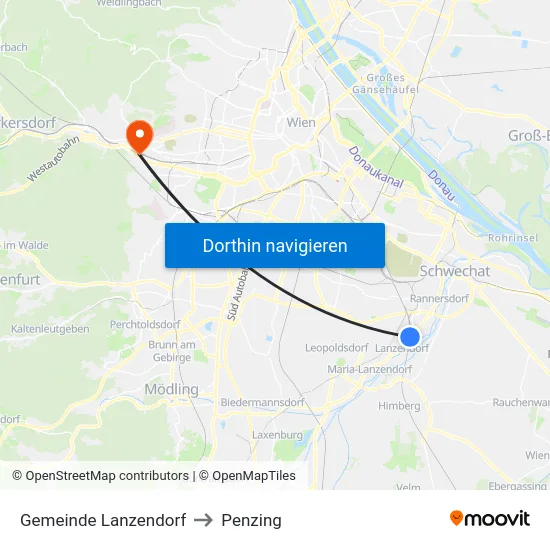 Gemeinde Lanzendorf to Penzing map