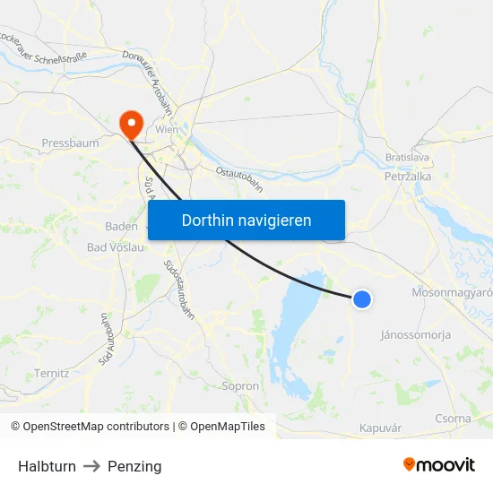 Halbturn to Penzing map