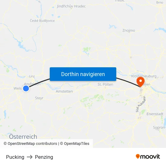 Pucking to Penzing map