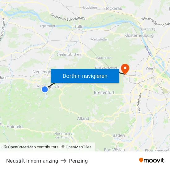 Neustift-Innermanzing to Penzing map
