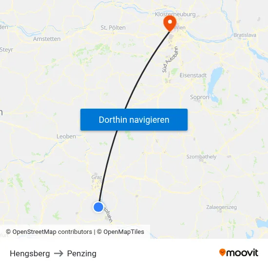 Hengsberg to Penzing map