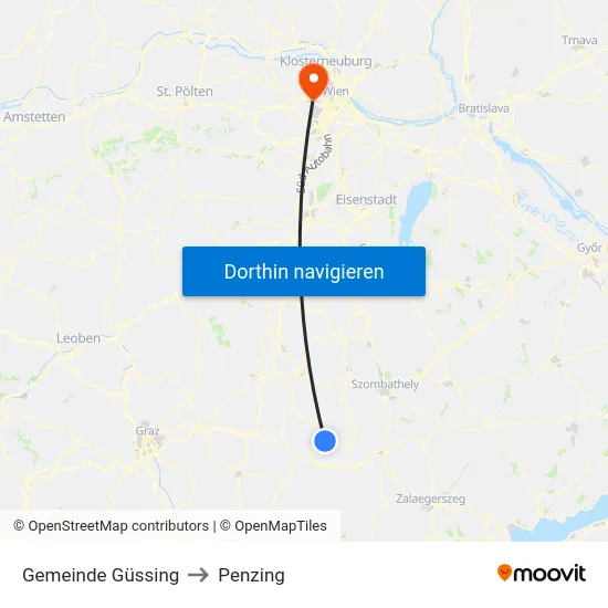 Gemeinde Güssing to Penzing map