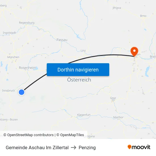 Gemeinde Aschau Im Zillertal to Penzing map