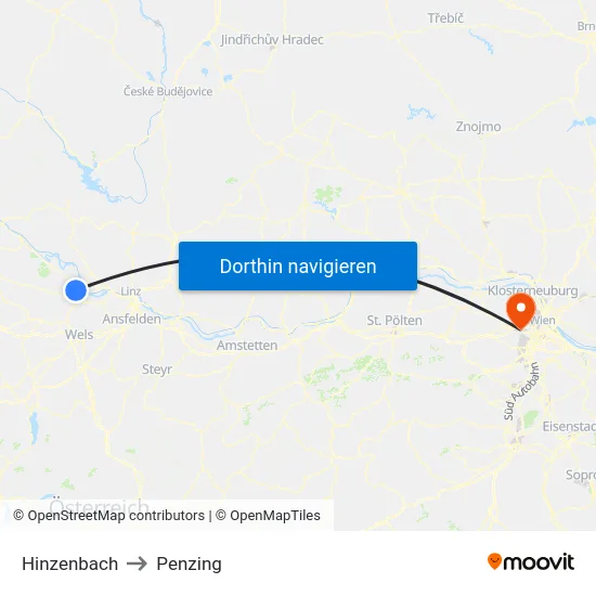 Hinzenbach to Penzing map