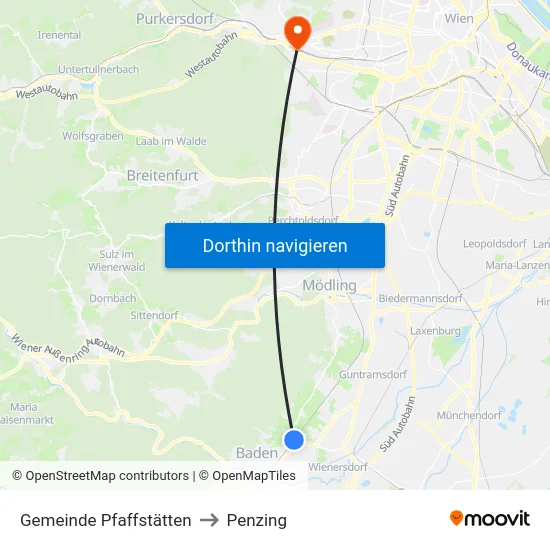 Gemeinde Pfaffstätten to Penzing map