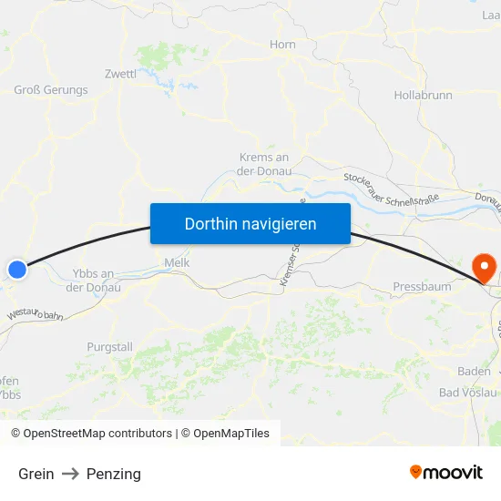 Grein to Penzing map